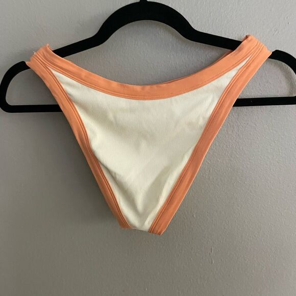 NWT L*Space Foley Bitsy Bikini Bottom Size Large White Orange - Picture 9 of 13